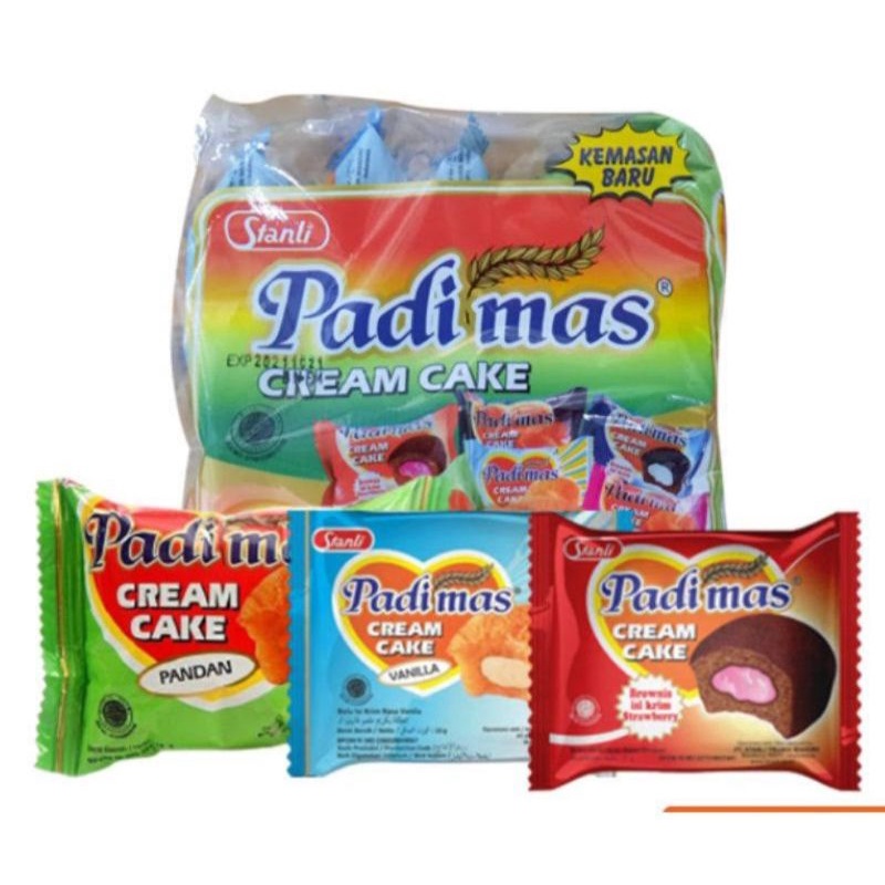 

Padimas Cream Cake 1 Pack isi 10 Bungkus @9gr Rasa Coklat Padi Mas Kue Bolu Biskuit