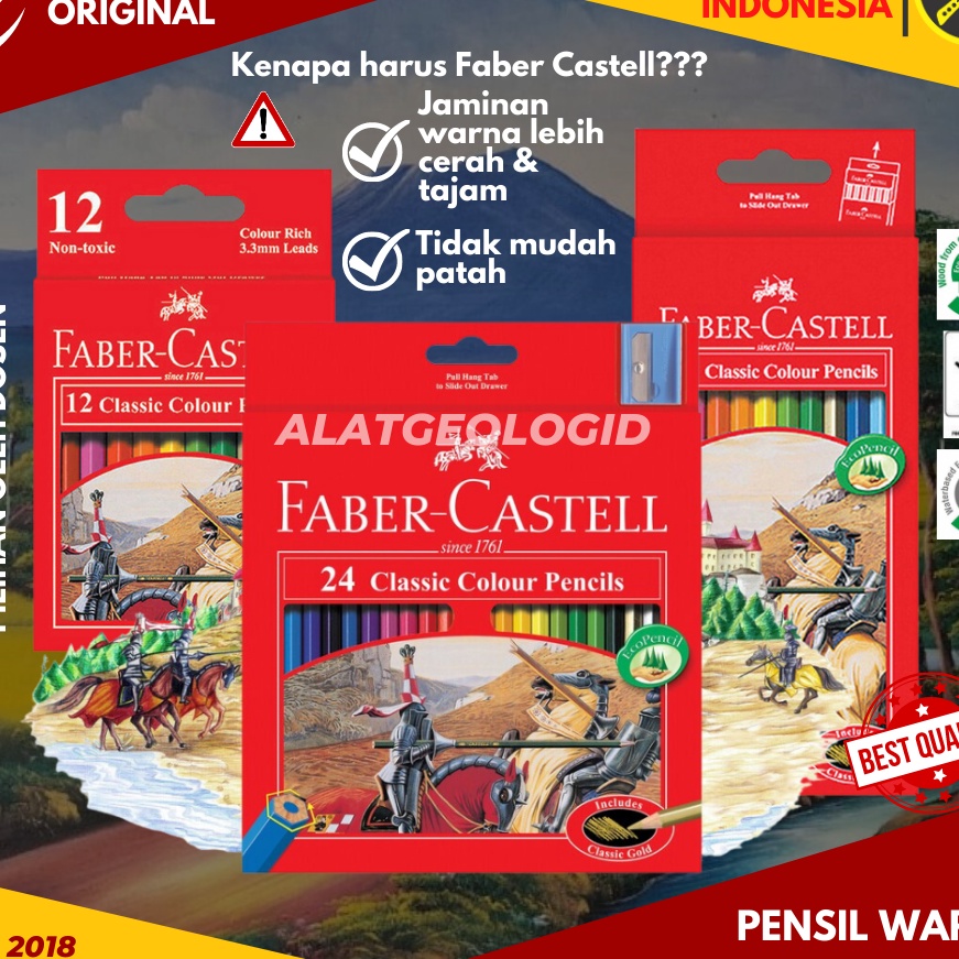 

(Q-V✓♡Q] Pensil Warna Faber-Castell 12 24 Warna Classic Colour Pencils Original- siapp.dikirim..