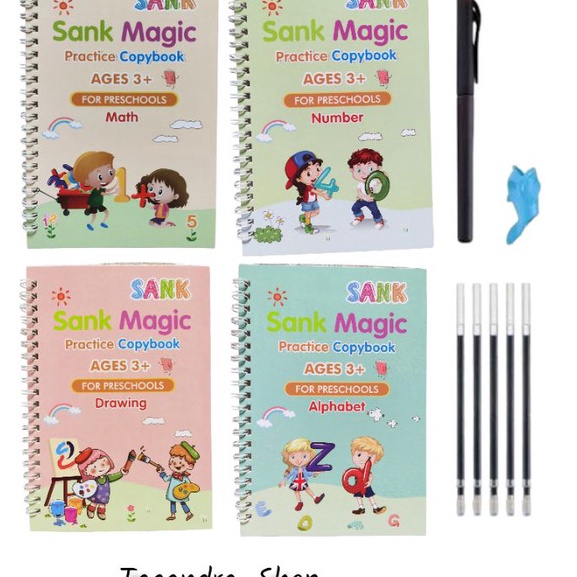 

[UN➛/R☞] Buku Sank Magic isi 4 Buku + 1 Bulpen + 4 Refil / Buku Edukasi Menggambar Ajaib TK PAUD / 4 in 1 Magic Buku Kaligrafi Anak Sank Magic Practice Book / Buku Belajar Menulis TK/ langsung.kirim.!!