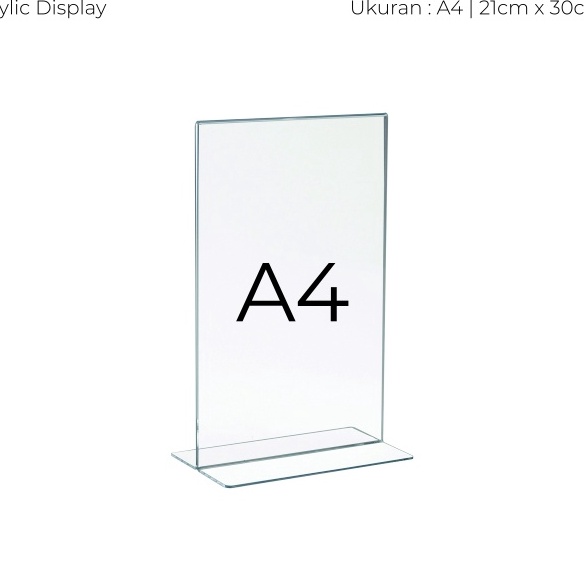 

[G-㊠S➛J> Akrilik Display A4 | Tempat Brosur A4 | Acrylic Tent Card Holder Type T /kekiniian.!!