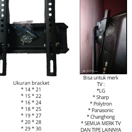 (T.㊚➛11J> FLASH SALE 8.8 Bracket , Breket , Bricket LED TV 14-32 inchi , 14 sampai 32 inchi Kualitas