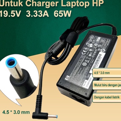 [ご-15EK❣) Charger laptop hp original 19.5V 3.33A 65W (4.5*3.0mm) 14-AC 14-AF 14-V043TX 14-AM505TU ENVY SLEEK 14 Pav 15 14-R201TX 14-R205TU 14- / terviral.