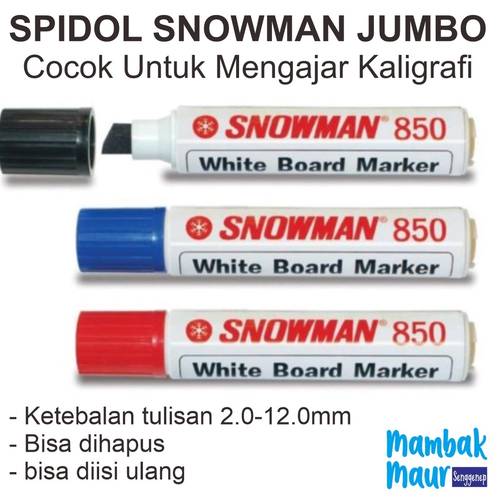 

Jangan Ketinggalan order SPIDOL SNOWMAN JUMBO WHITE BOARD UNTUK MENGAJAR KALIGRAFI (BISA DIHAPUS DAN BISA ISI ULANG) LJZ