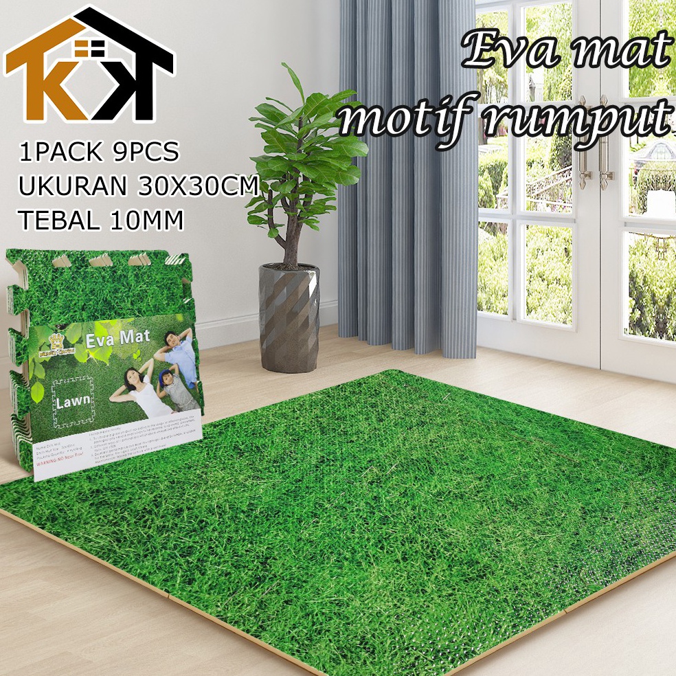 Terbaru.. (KK) EVAMAT MOTIF RUMPUT MATRAS PUZZLE LANTAI MOTIF RUMPUT Merk Bright Crown 30X30CM (1PAC
