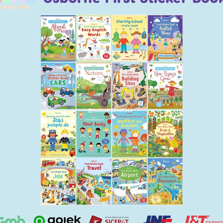 (»㊚ N3T> [MOMO] Usborne First Sticker Book | My Body | Jobs | Airport | Space | Dinosaurs | Fairgrou