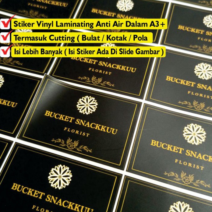 

[✪ G☆BJ] Cetak Stiker Custom Vinyl Transparan plus Laminasi Glossy / Dof per 1 lembar A3, stiker sticker label produk Hampers box dll/ baanyak diminati!
