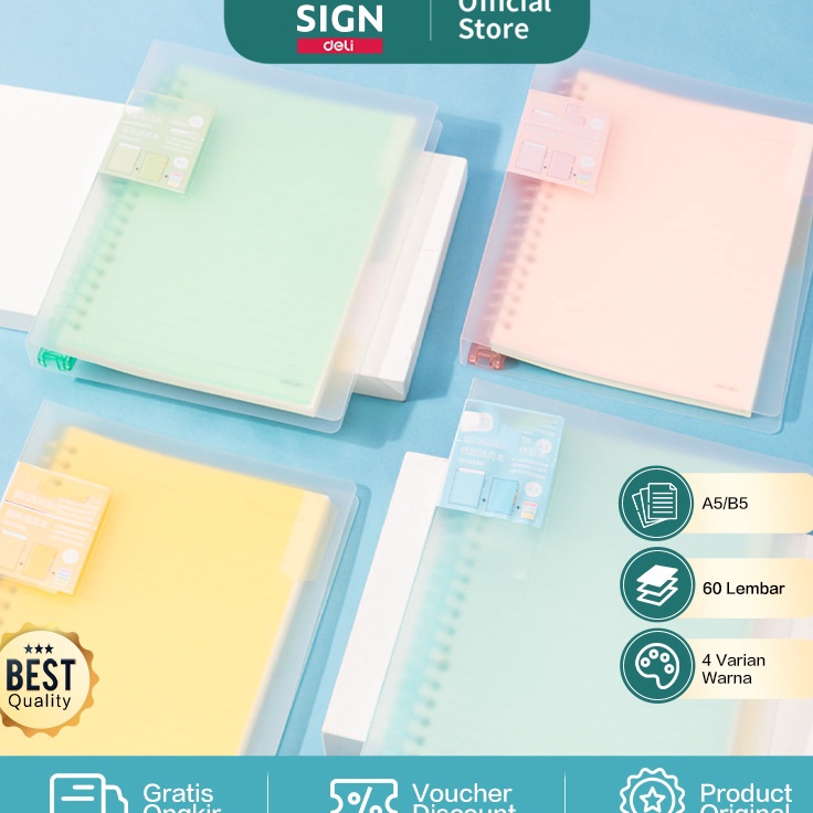 

Dijamin puas Deli Loose Leaf Book / Binder A5/B5 Isi 60 Halaman Cover Transparan Warna Pastel QHA560 QHB560