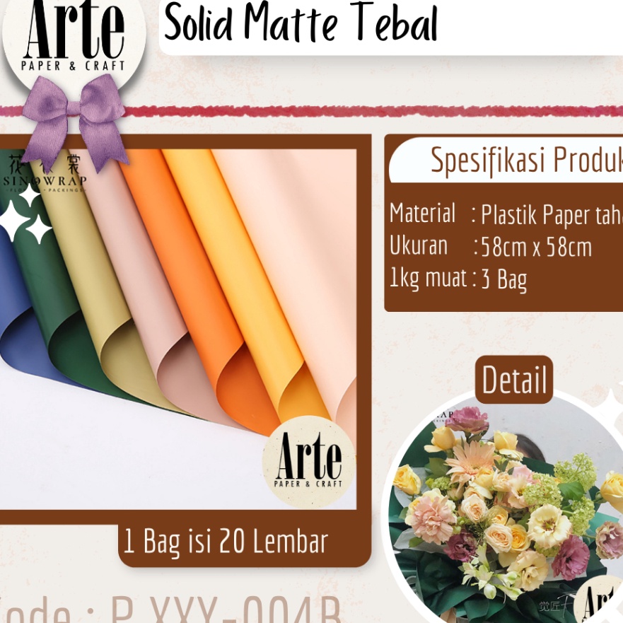 

(C5☀/P✔] 20 Lembar Cellophane Solid Matte Tebal Sinowrap Ori Kertas Buket Bunga Korean Tebal Waterproof Flower Wrapping Paper Calor Kado Arte Grosir Florist Supply Jakarta Bekasi P.XXY-004B- terviiral..
