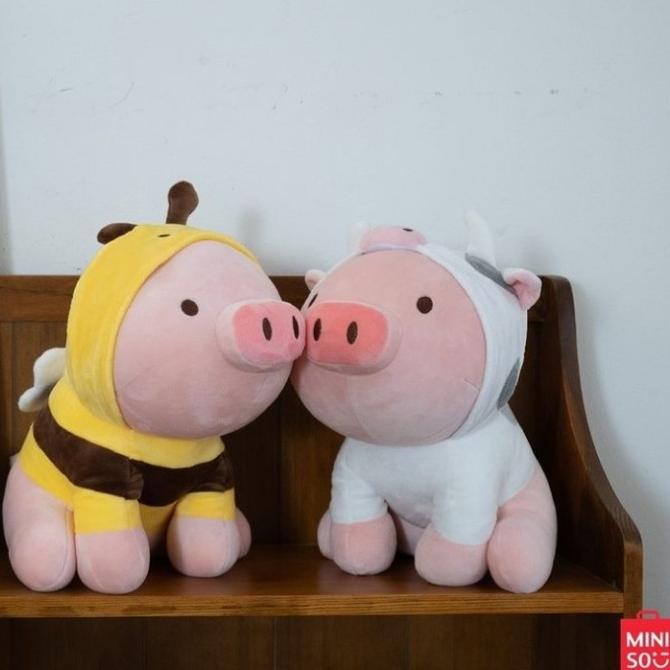 Boneka Babi MINISO Lucu - Piglet Plush toy with Hoodie 35Cm