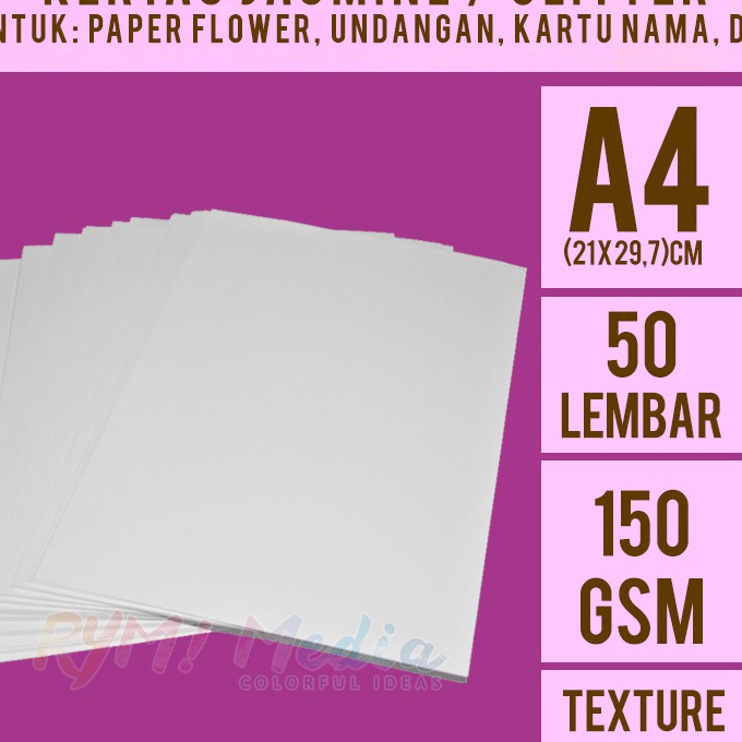 

[8✉N✪ K> Jasmine Putih Glitter 150 gsm A4 isi 50 lembar / Kertas Jasmin Paper Flower 150 gram - berkualitas.