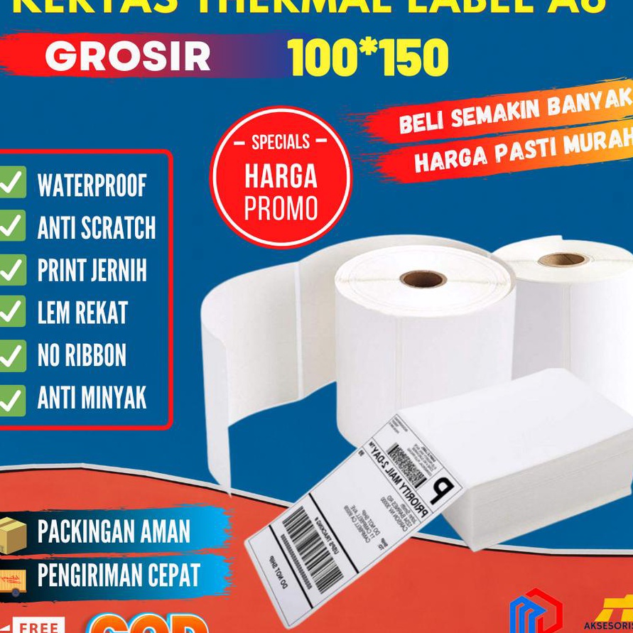 

(D15㊚/E❦) KERTAS LABEL THERMAL 100X150 STICKER BARCODE UKURAN A6/ paling.lariis.!