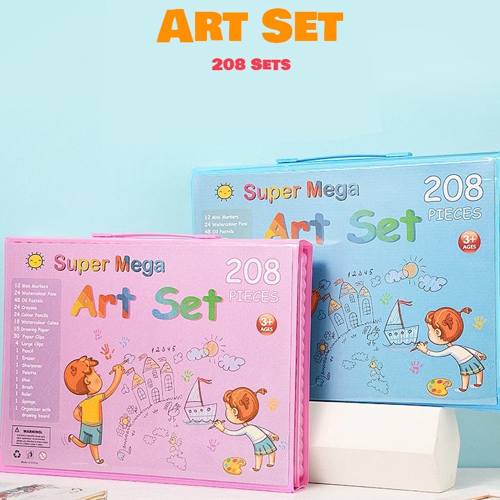 

[☎ Q✓FQ] Crayon Set 208 Pcs Pensil Warna Lengkap Krayon Set Alat Menggambar Mewarnai Cat Air Lukis Anak- siaap.dikirim..!