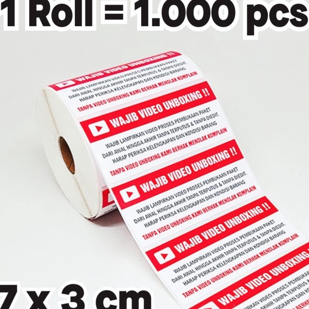 

[E12㊛/K☞) Stiker Label Wajib Video Unboxing Pengiriman Paket ukuran 7 x 3 cm (1 roll isi 1.000 pcs)/ aamanah.!!