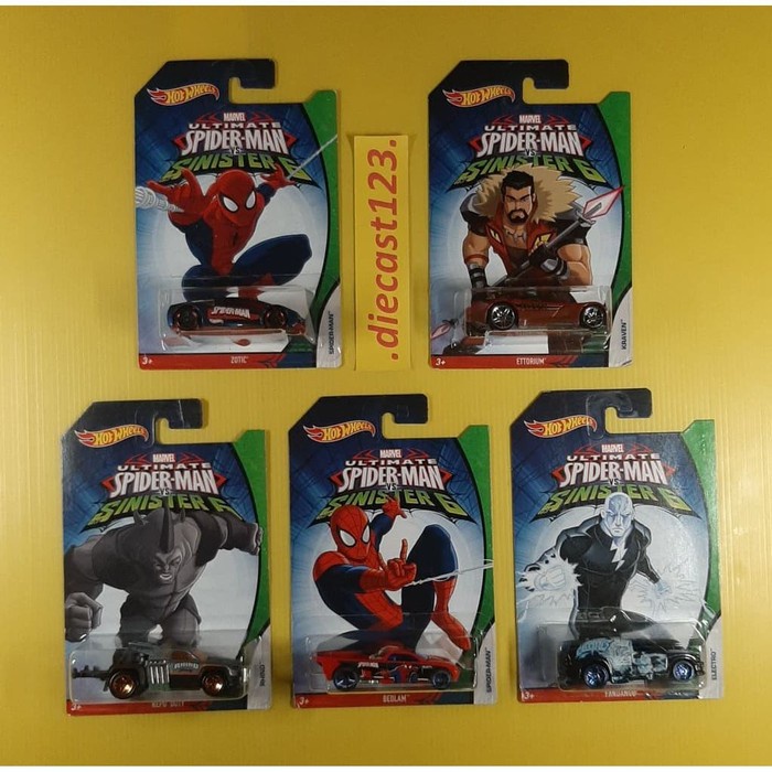 HOT SALE (5PCS) HW SPIDERMAN SET HOT WHEELS WALMART HOTWHEELS ZOTIC BEDLAM TERMURAH