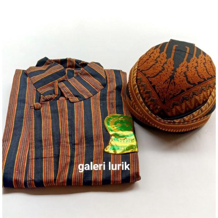 TERLARIS - TERMURAH BAJU SURJAN LURIK PRIA BONUS BLANGKON/ SURJAN LURIK HITAM