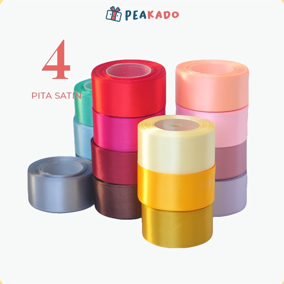 

bxha -40 Pita Satin Kado Roll 4cm 1,5 inch Per Meter DIY Kain Warna Warni inci 4 cm Stock Ada