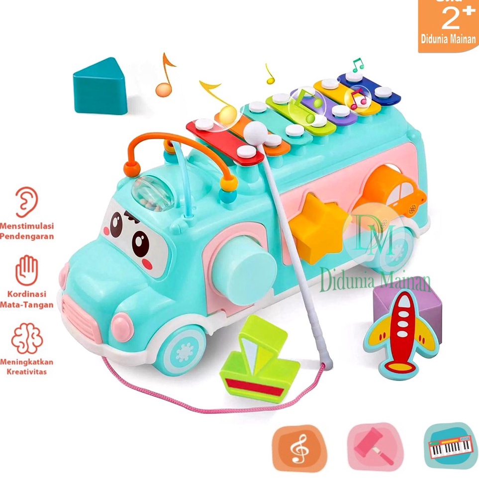 Sale CTI Mainan edukasi anak mobil mobilan bus musik xylophone puzzle block alat music kolintang 3 i