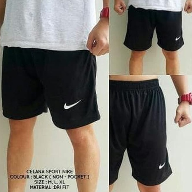 ↑ CELANA NK BOLA FUTSAL-CELANA PENDEK HITAM POLOS t Promo ♥.