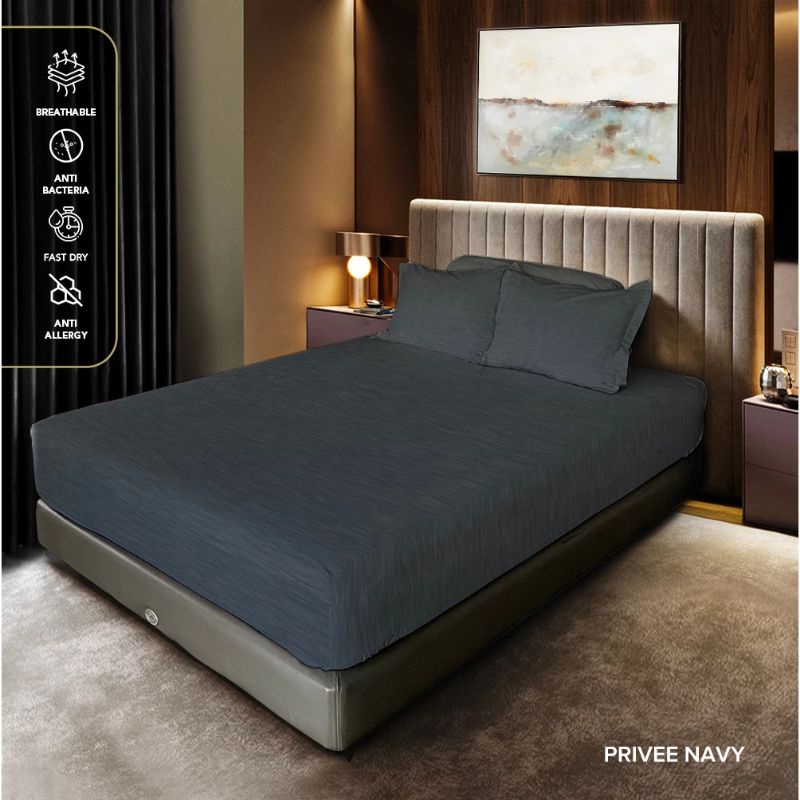 King Rabbit Sprei Single & Sarung Bantal Guling Motif Navy