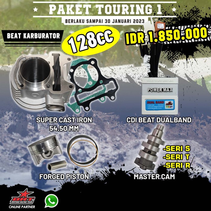 Terlaris Brt Paket Bore Up Touring 1 Honda Beat / Scoopy Karbu Menjadi 128Cc