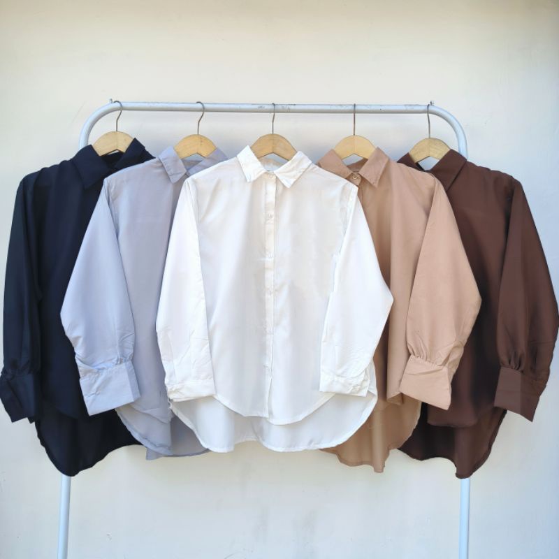 [OTULILI] DEVI OVERSIZE BLOUSE LD 110 | KEMEJA JUMBO BASIC KOREAN STYLE | ATASAN WANITA POLOS HITAM 