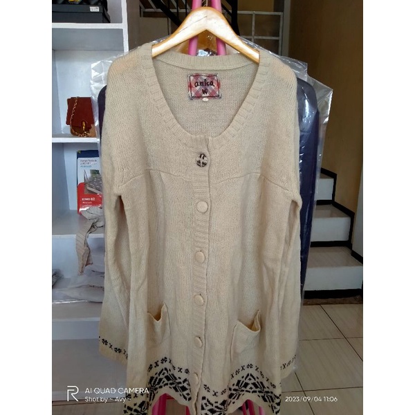 long cardigan motif rajut