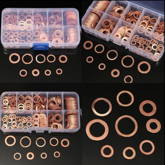 FREE ONGKIR SET GASKET RING BAUT MUR BOLT NUT FLAT PLAT RING SEAL TEMBAGA M6-M14 FREE ONGKIR