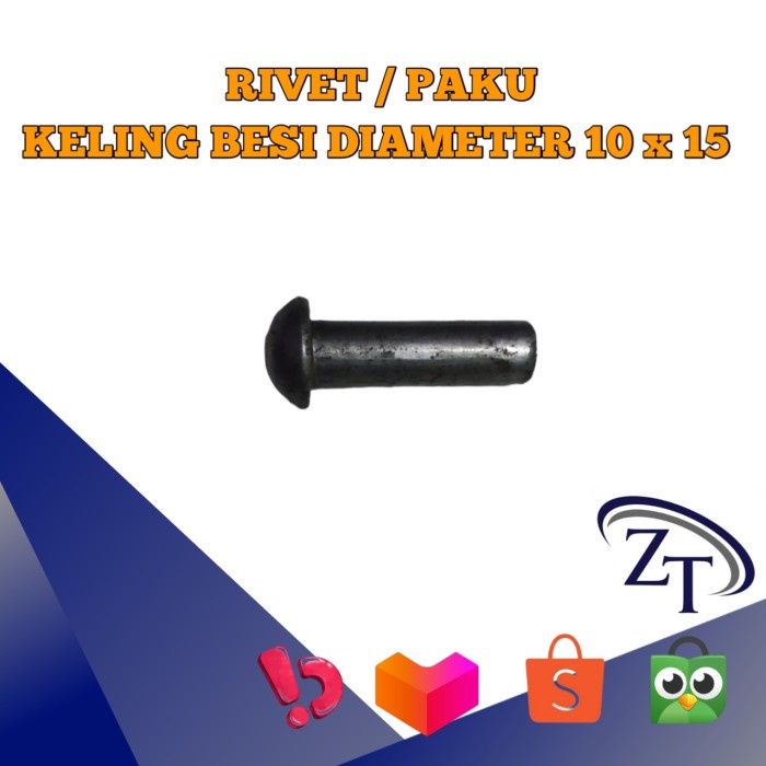 FREE ONGKIR RIVET PAKU KELING BESI DIAMETER 10MM X PANJANG 1,5CM KELING BESI FREE ONGKIR