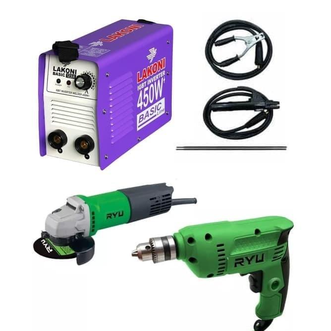 Paket 3 Mesin Las Listrik Lakoni 450 Watt Mesin Bor Mesin Gerinda Ryu