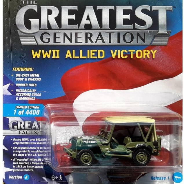 FLASH SALE TERBEST JOHNNY LIGHTNING THE GREATEST GENERATION ARMY WWII JEEP TERLARIS
