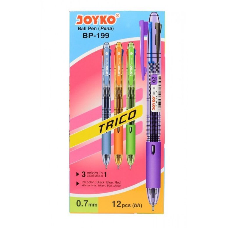 

Best seller Pulpen Joyko BP - 199 Trico 3 warna / (1pak/12pcs) BWW