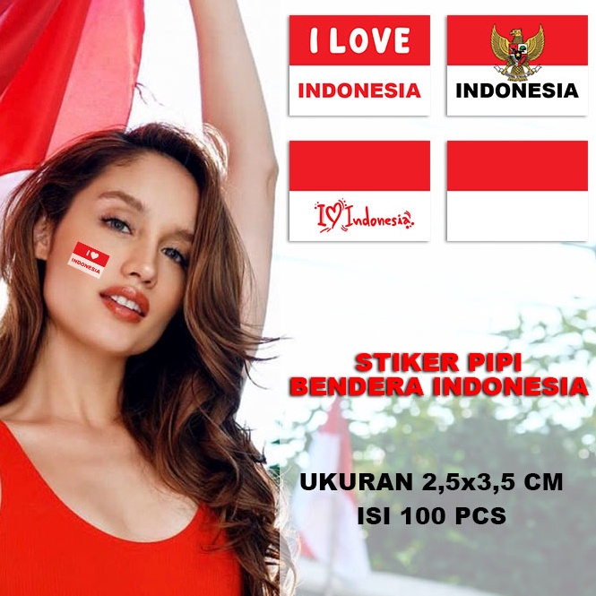 

GMKG9955 Sticker Pipi Merah Putih ISI 100PCS | Tempelan Pipi Bendera TERMURAH