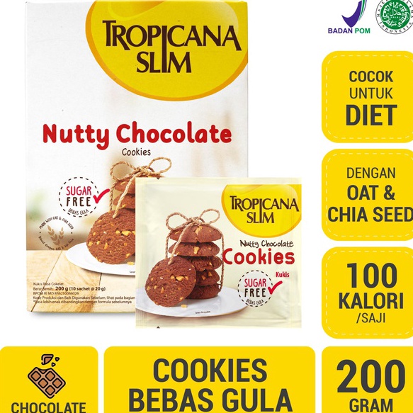 

Serba Murah Tropicana Slim Nutty Cookies Chocolate 200gr - Snack Biskuit Diet Rendah Kalori Bebas Gula Sale