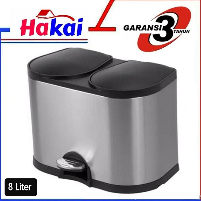 Tempat Sampah Injak Double/Stainless/8Liter