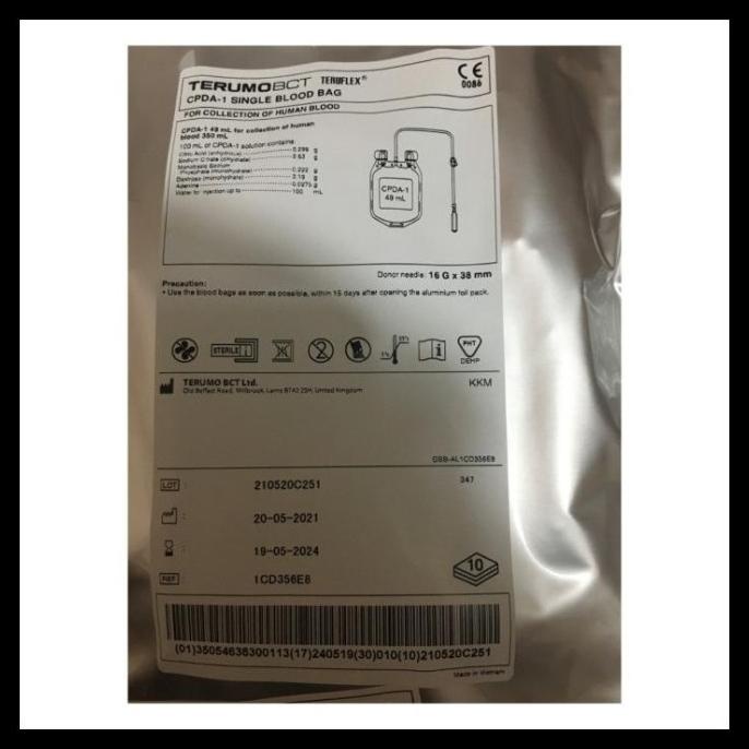 BLOOD BAG TERUMO 350ML SINGLE KANTONG DARAH TERUMO 350CC