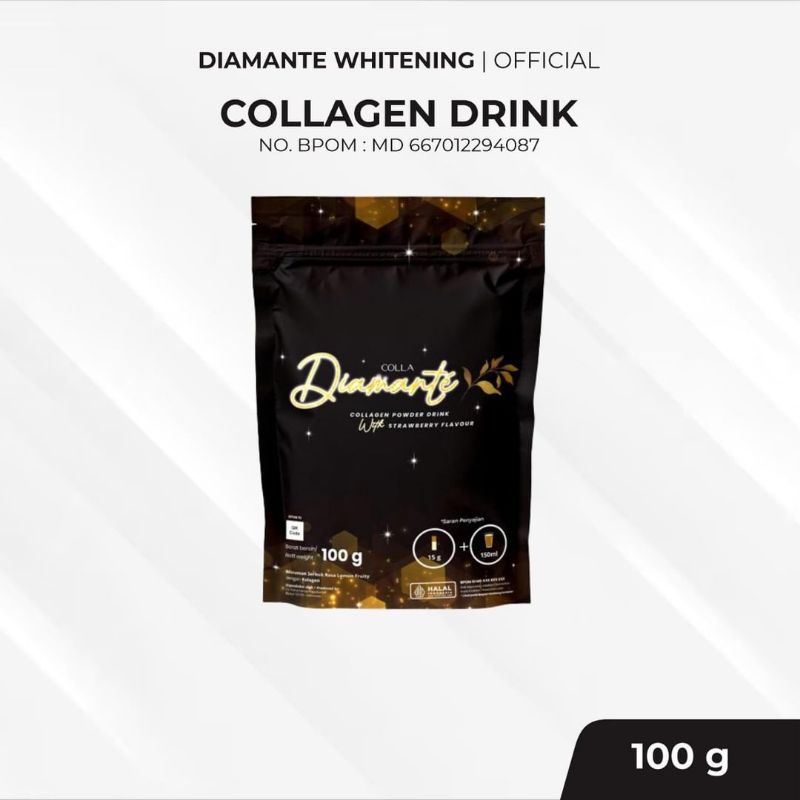 

Diamante Whitening Collagen Drink, 100 g, Gluthation, Collagen, Serat buah & Sayur