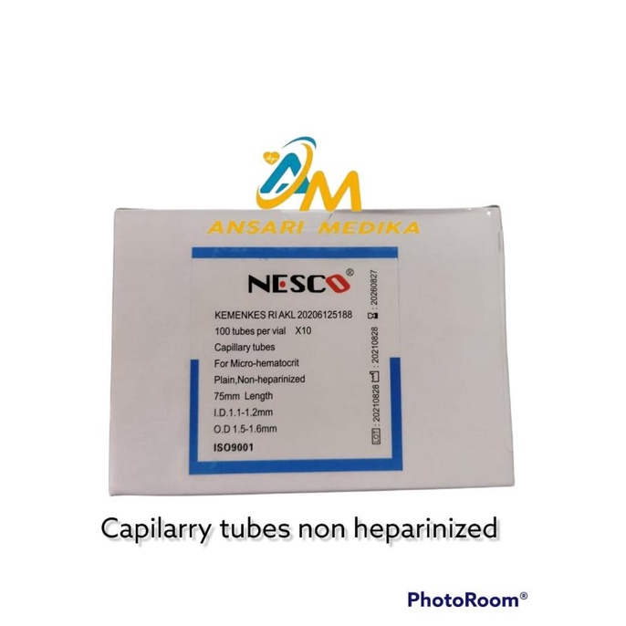 tabung ht Hematokrit Tube Plain / Non Heparin Blue