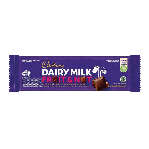 

CADBURY FRUIT & NUT 62 GR - COKLAT