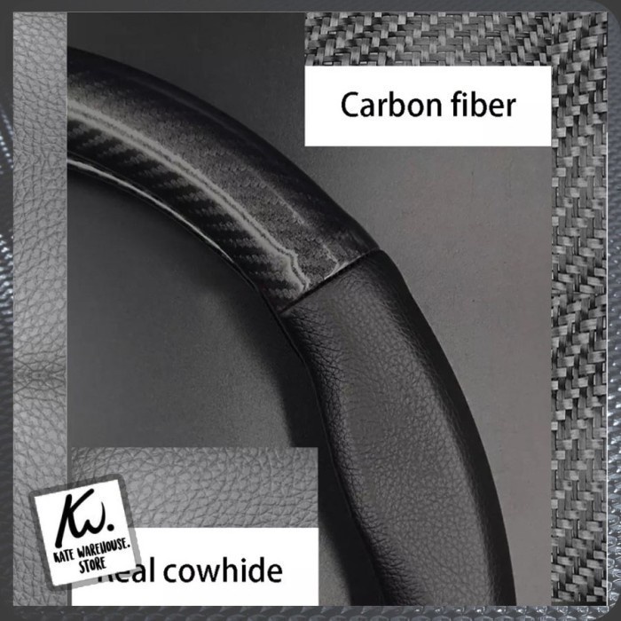 Sarung Stir Mobil Motif Carbon Kulit Mitsubishi Pajero Sport