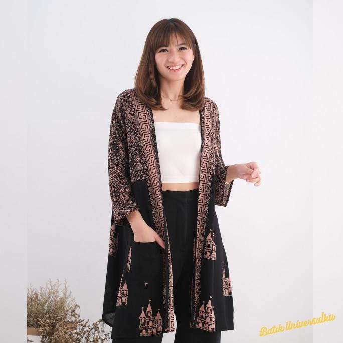 Long outer kimono batik tunik cardigan - Castle sogan