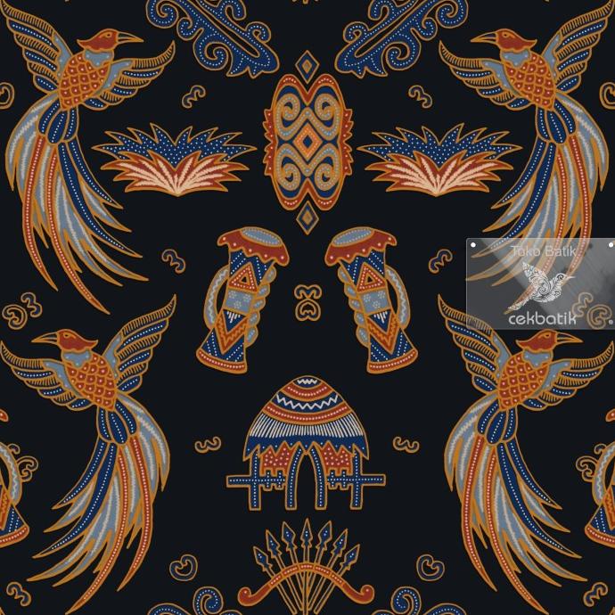 kain batik - Kwalitas Expor Motif Batik Burung Papua V1 (Hitam)