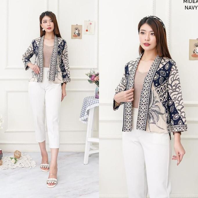 Midea Blazer Batik Wanita Outer Rompi Wanita Jumbo Jaket Luaran Couple