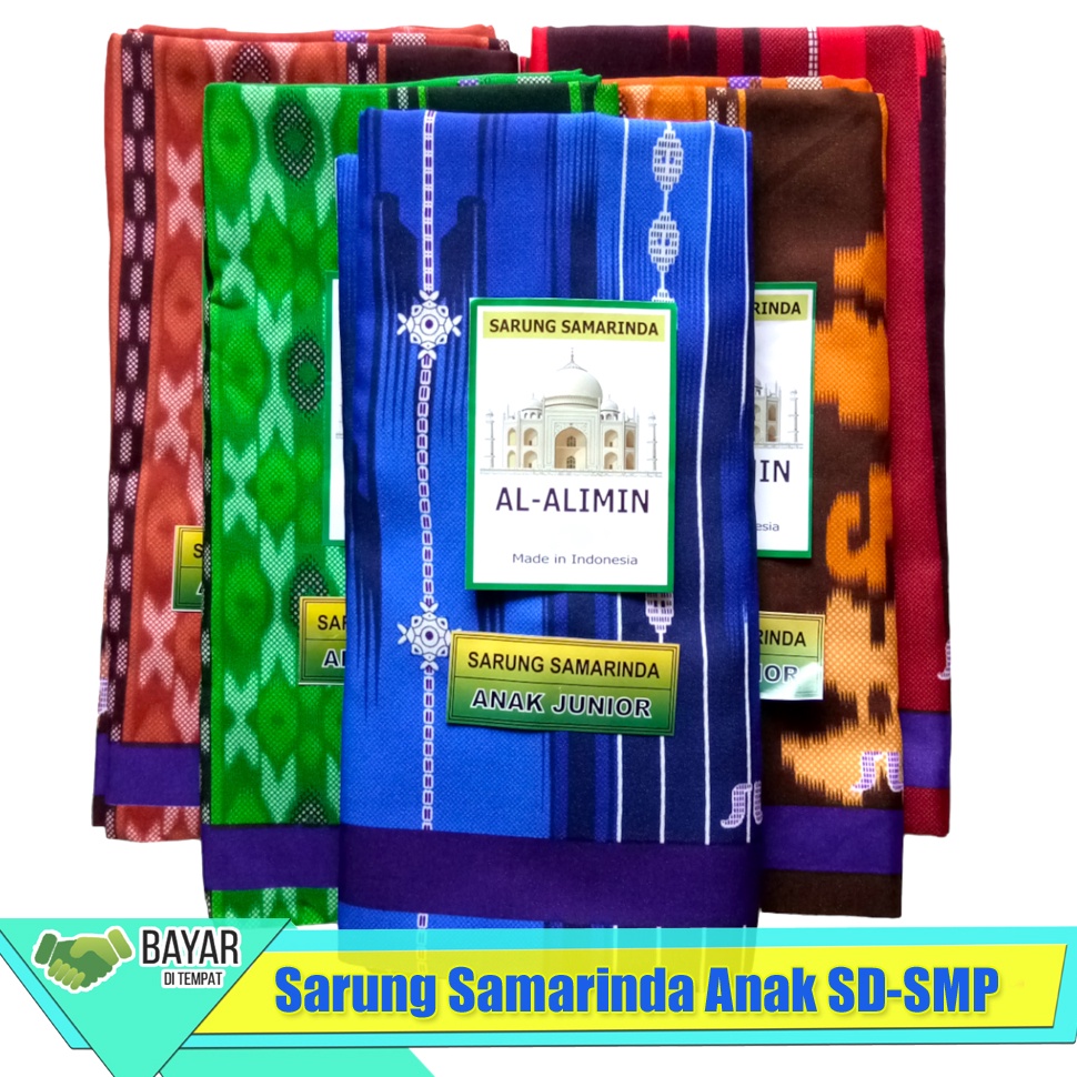 (ISP ✮➛) Sarung anak laki Junior SD,SMP untuk sholat dll-Kain Sarung Sutera Samarinda 210 Alimin ana