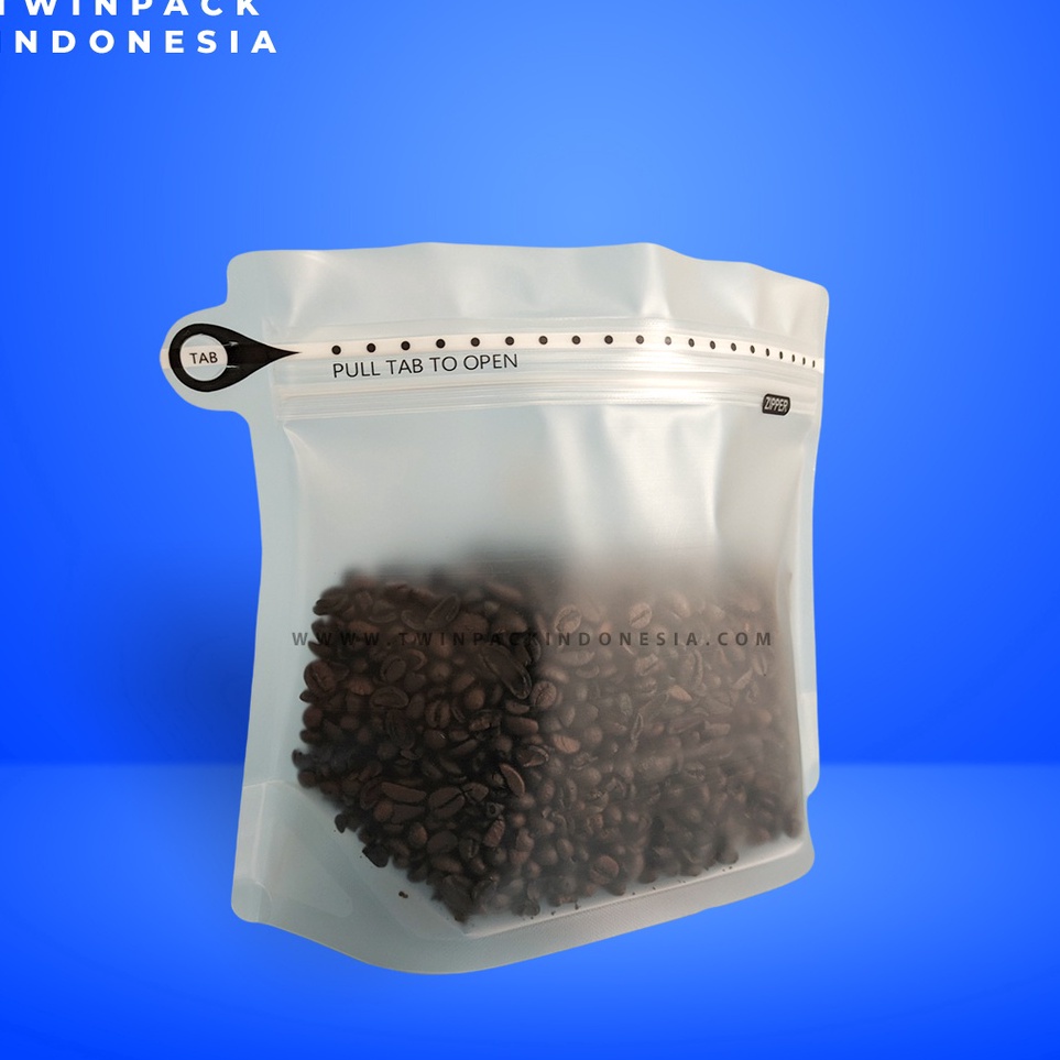 Terlaris Kemasan Kopi Trapesium Transparan 250gr wide standing pouch | Ziplock Valve | Coffee Packag