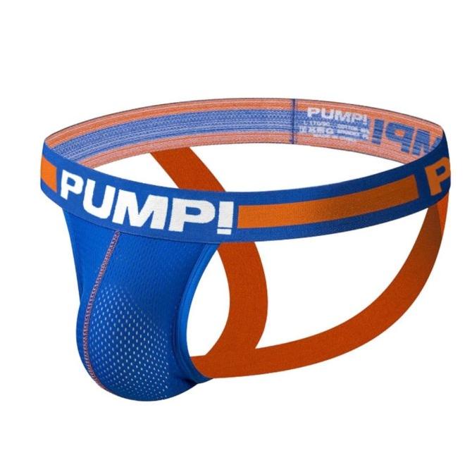Jockstrap PUMP Biru Orange, Celana Dalam Pria Jockstrap