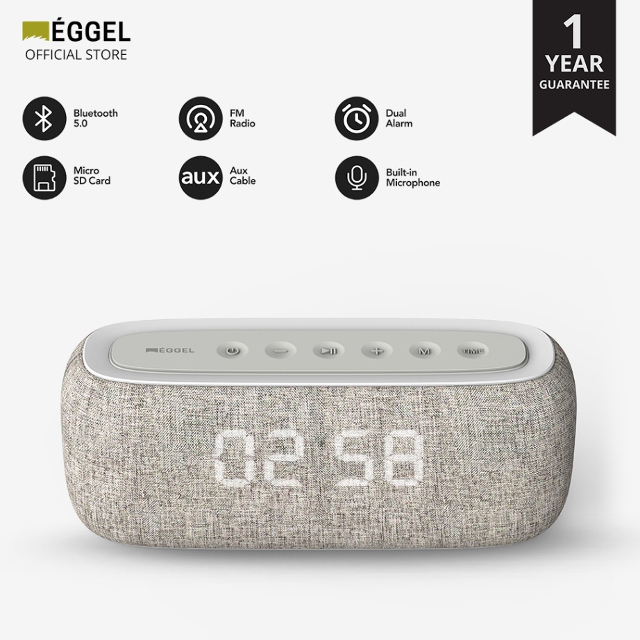 AIF125 Eggel Home Clock + Radio + Portable Bluetooth Speaker |