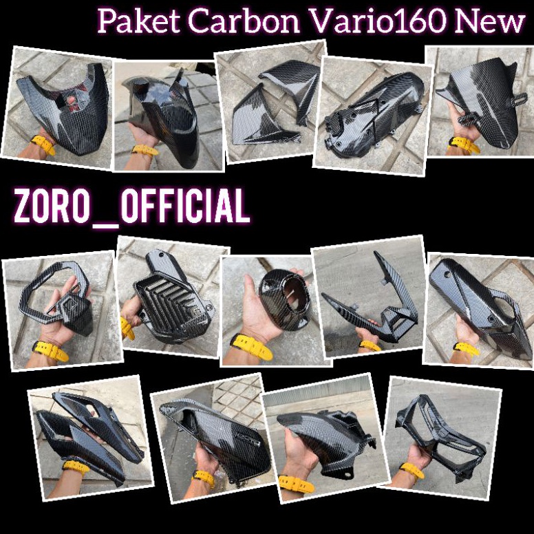 hjp09 Paket Cover Carbon Vario160 New 2022 Cvt / Keong / Filter / Radiator / Knalpot / Cover Lampu /