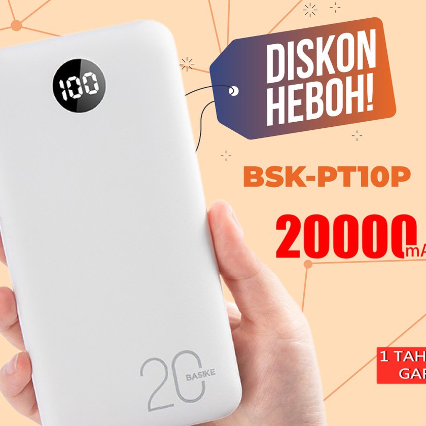(T TO➸☆] Power Bank 20000 mAh 10000 mAh Powerbank Dual USB Output 2 Input LED Display Murah Mini BAS
