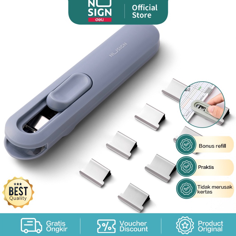 

[Z0O ✔✯) Nusign Fastener / Binder Clip / Penjepit Kertas Otomatis Gratis 8 Buah Clip NS085 - berrkualitas.!!