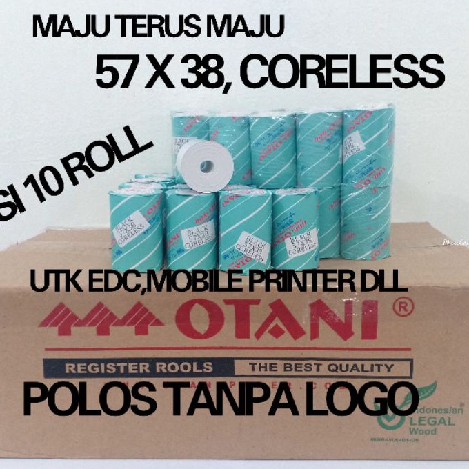 

(ON➸.D✓) Kertas Thermal EDC & Mobile Printer,57x38 CORELESS,1Pack isi 10Roll, Merk Otanikekiniian..!